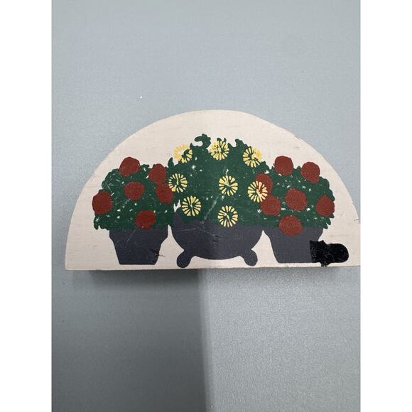 Cats Meow Village FLOWER POTS Potted Flowers Wood Accessory Shelf Sitter Decor - Picture 2 of 7